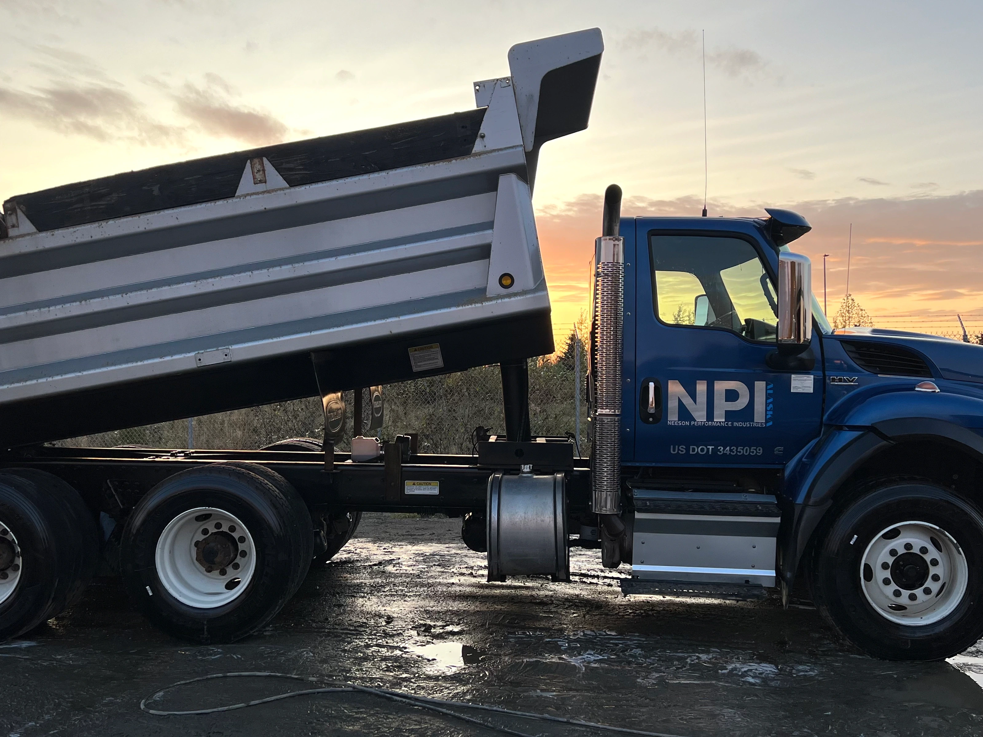 Freshly detailed NPI commercial dump truck